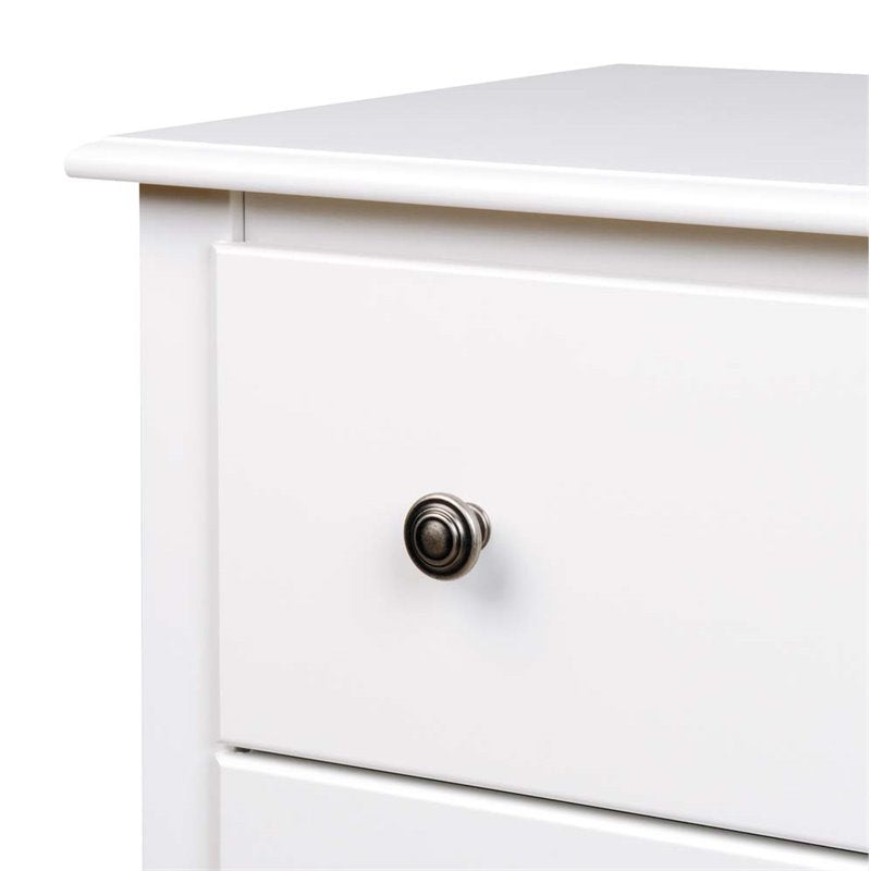 Kingfisher Lane 3 Drawer Tall Wood Bedroom Nightstand in White