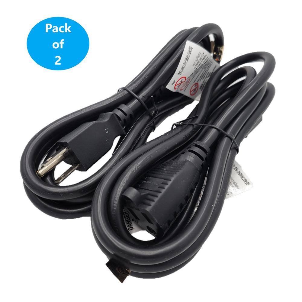 Micro Connectors Inc 3 ft. 163 13 Amp UL Power Extension Cord NEMA 5-15R to NEMA 5-15P (2-Pack) M05-113EPR-3-2P