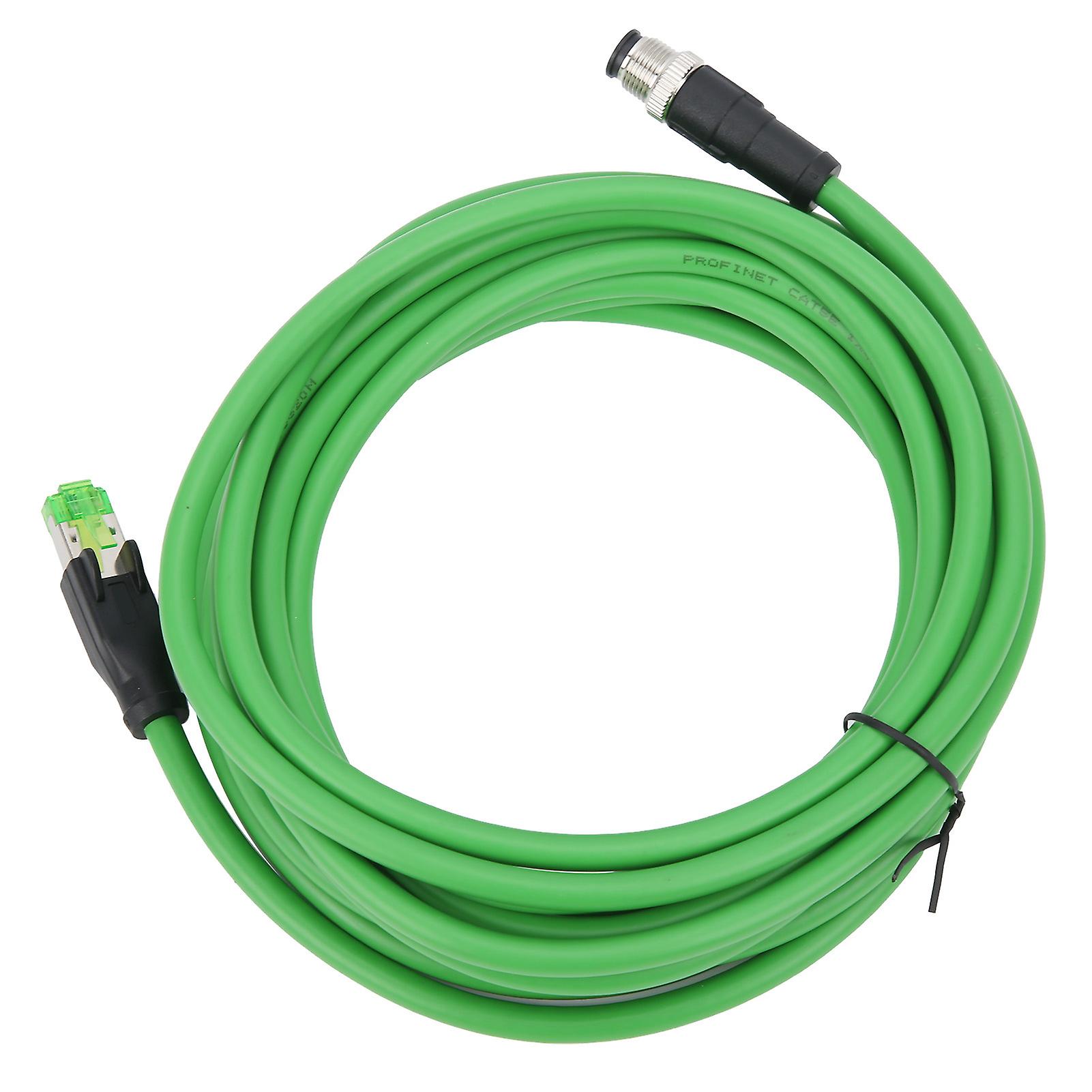 M12 To Rj45 Industrial Ethernet Cable Ip67 Waterproof Connecting Line Wire 5m/16.4ft Length