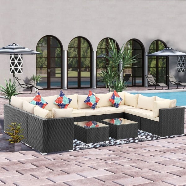 Zenova 12 Pcs Outdoor Patio Rattan Sofa Sectional Set - Overstock - 33151505