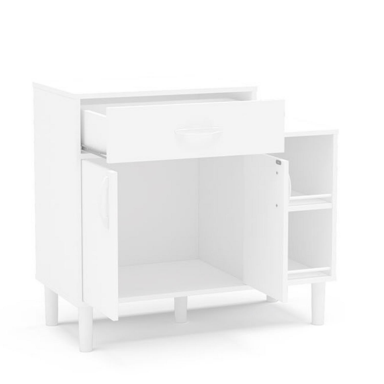 Boahaus Lyon Kitchen Cart， 1 Drawer， 2 Doors， Modern White Finish