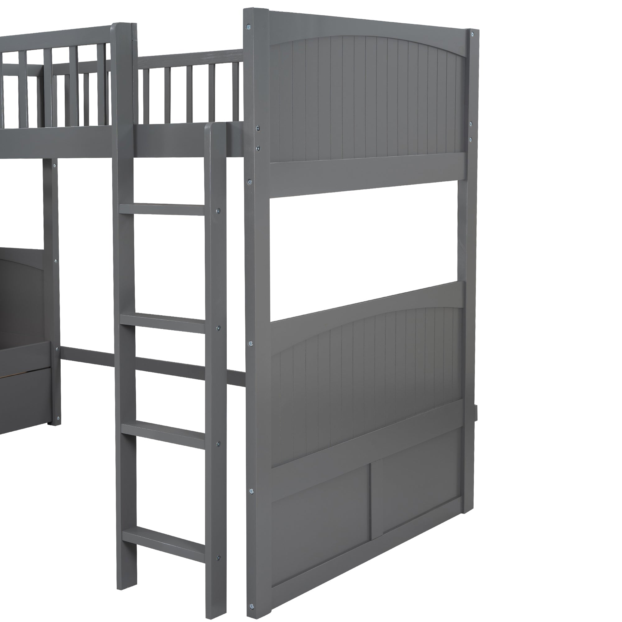 Euroco Wood Bunk Bed Storage, Twin-Over-Twin-Over-Twin for Children's Room, Gray