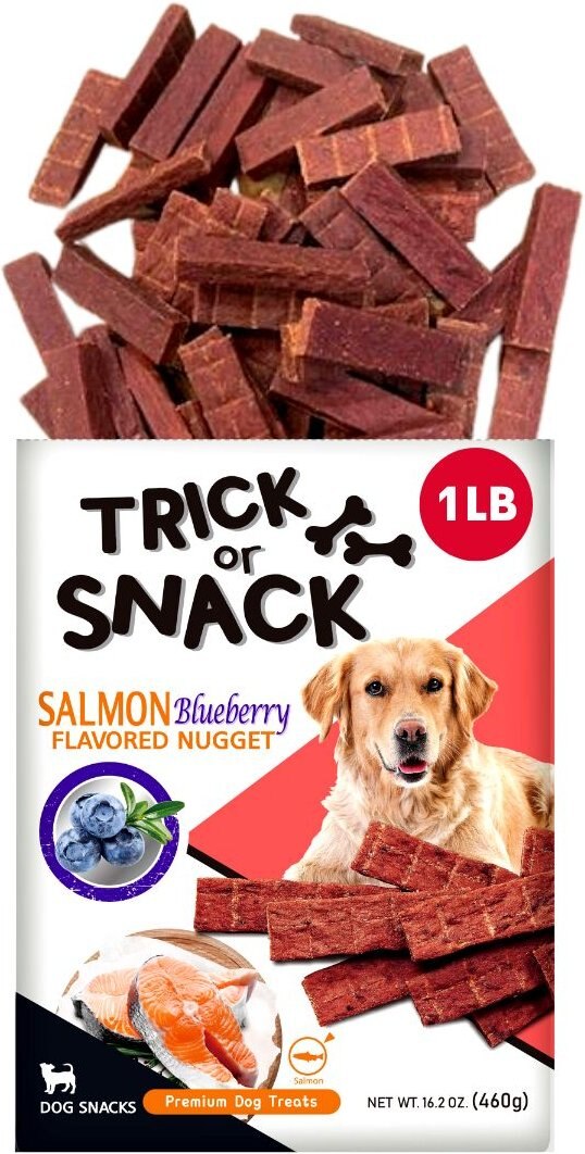 Trick or Snack Salmon and Blueberry Flavored Nugget Dog Treats， 1-lb bag