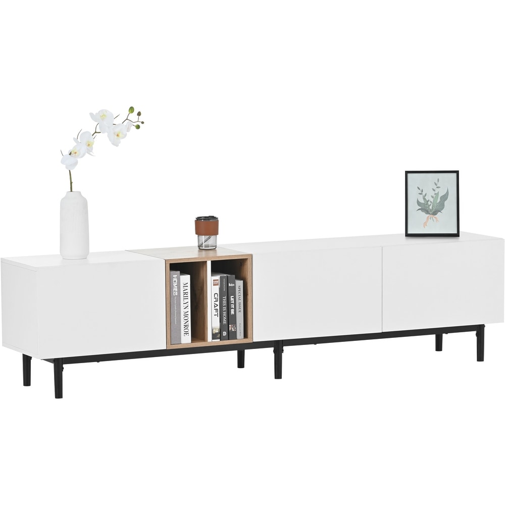 Modern TV Stand TV Console with Storage Cabinets for TVs up to 80\