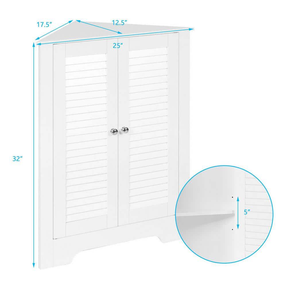 CASAINC 25 in W Adjustable Corner Storage Wall Cabinet with Shutter Doors in White