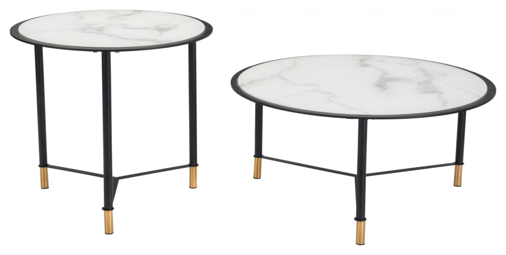 Set of 2 Davis Coffee Tables Black and White   Contemporary   Coffee Table Sets   by Global Discount Store LLC  Houzz