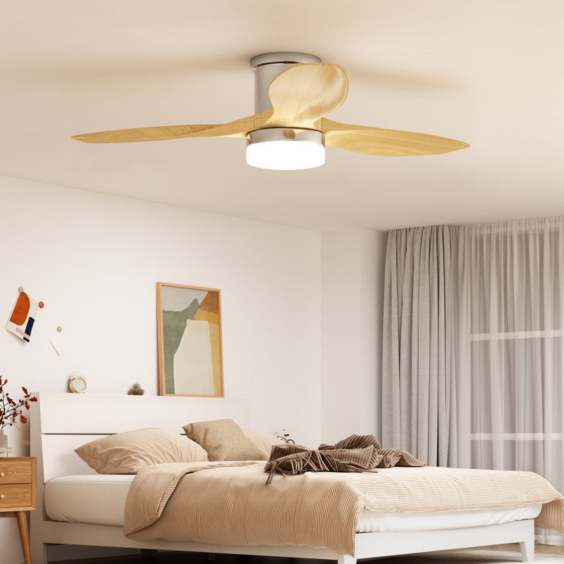 Soges 48 inch Ceiling Fan with Lights, Remote Control 3 ABS Fan Blades Ceiling Fans Noiseless Reversible Motor for Bedroom Living Room, Light Brown