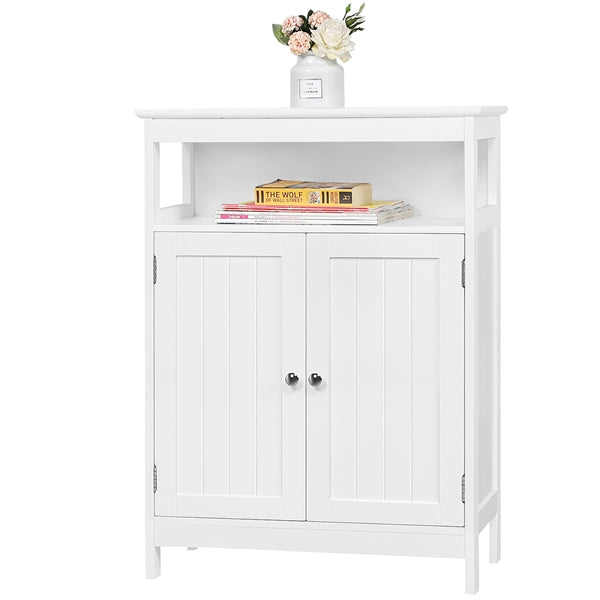 Topeakmart Bathroom Storage Cabinet Multifunctional Floor Cabinet w/Adjustable Shelf White