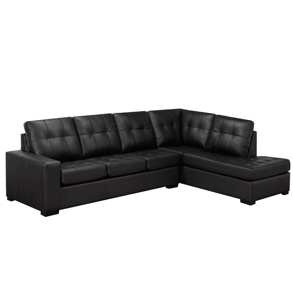 Liam Top Grain Leather Tufted Sectional Chaise Sofa