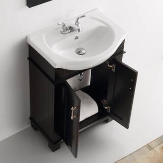 Fresca Hudson 24 in. W Traditional Bathroom Vanity in Black with Ceramic Vanity Top in White with White Basin FVNHD0102BL-CMB