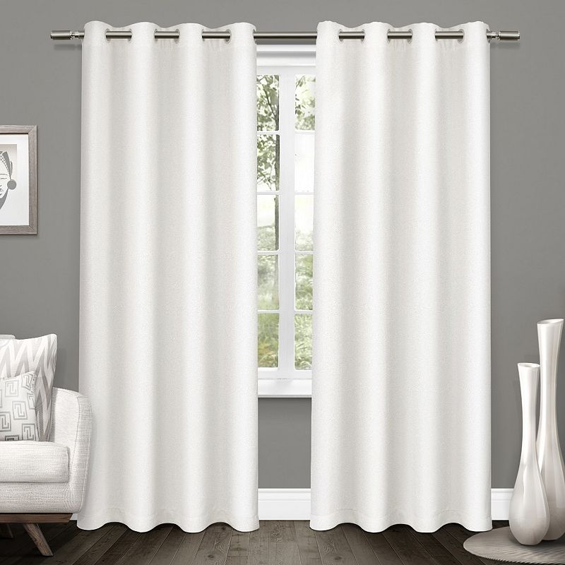 Exclusive Home 2-pack Tweed Textured Linen Blackout Window Curtains