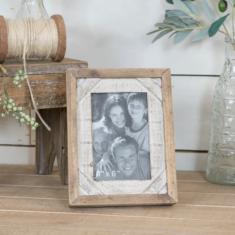 Distressed Brown and Antique White Picture Frame