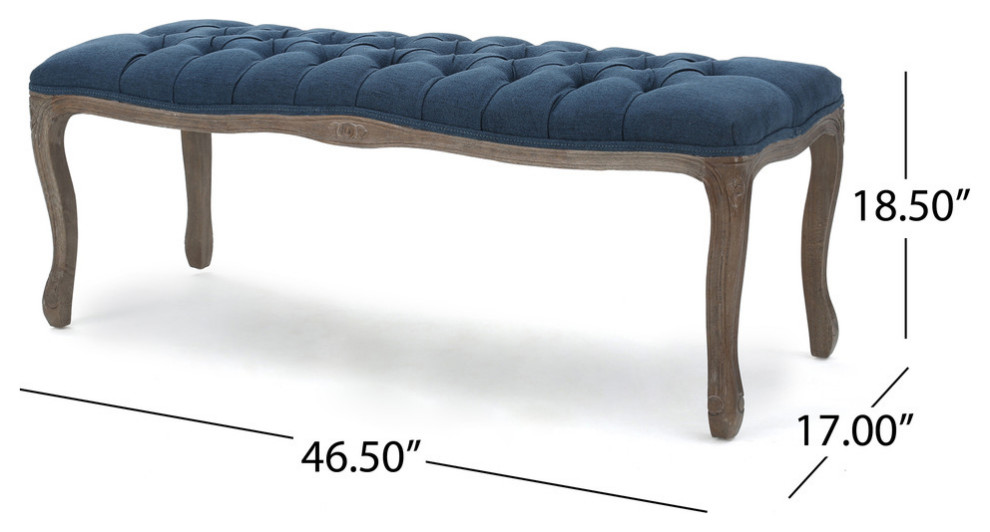 Tasette Traditional Button Tufted Fabric Bench   French Country   Upholstered Benches   by GDFStudio  Houzz