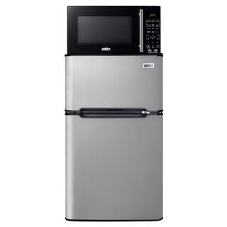 Summit Appliance 3.2 cu. ft. Mini Refrigerator in Stainless Steel Look with Freezer and 0.7 cu. ft. Microwave Combo MRF34BSSA