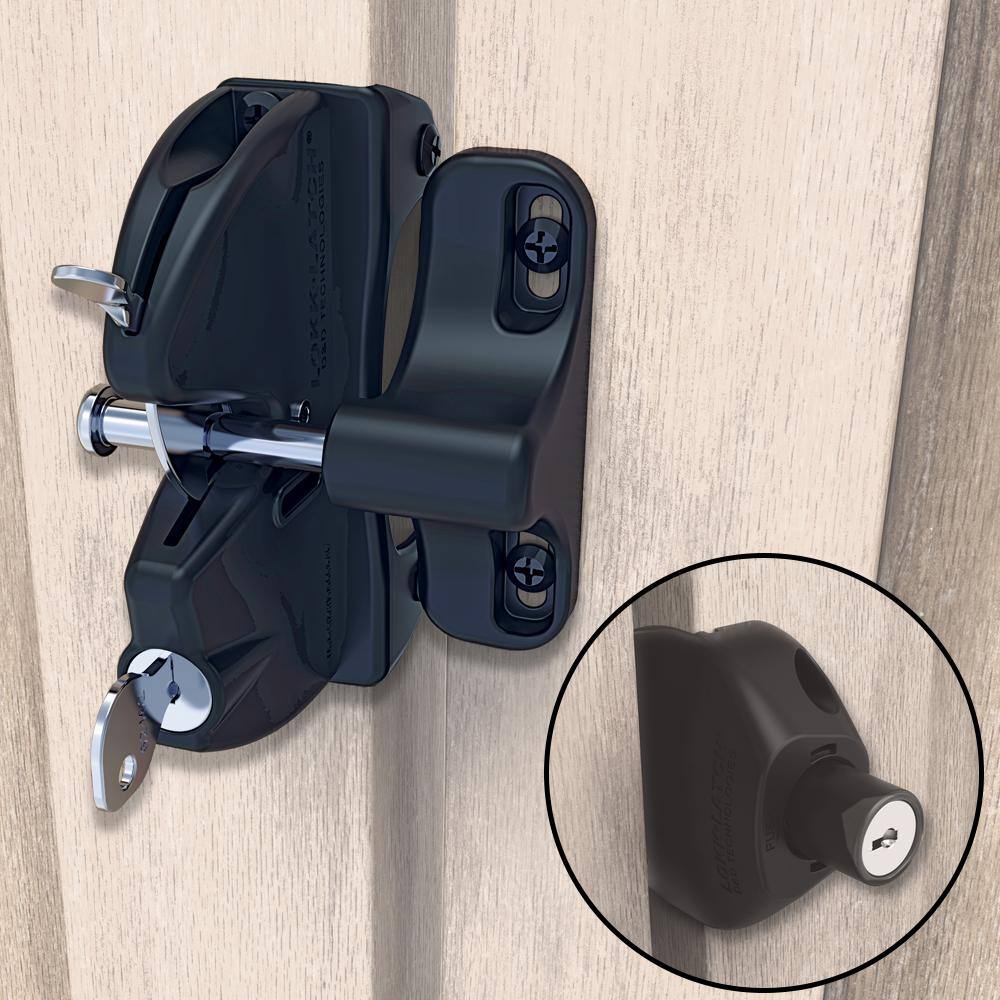 LOKKLATCH DD Black Two-Sided Key-Lockable General Purpose Gate Latch 50110