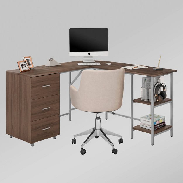 L Shape Home Office Two tone Desk With Storage Techni Mobili