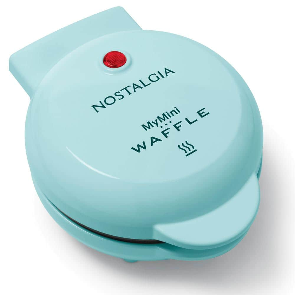 Nostalgia MyMini 5 in. Single Waffle Aqua Single Electric Waffle Maker MWF5AQ