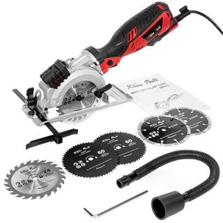 XtremepowerUS 5.88 Amp 4-12 in. Corded Worm Drive Circular Saw with 6 Saw Blades and Beam Guide 3500 RPM 50115-H2