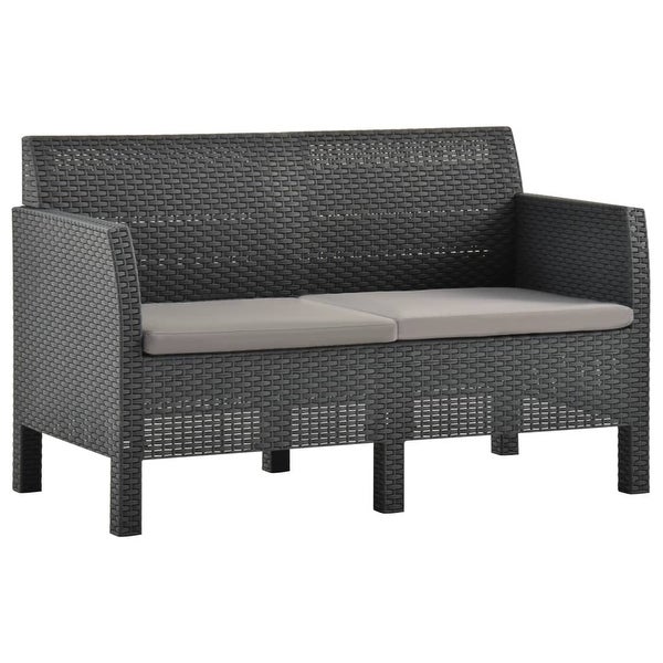 4 Piece Patio Lounge Set with Cushions PP Rattan Anthracite