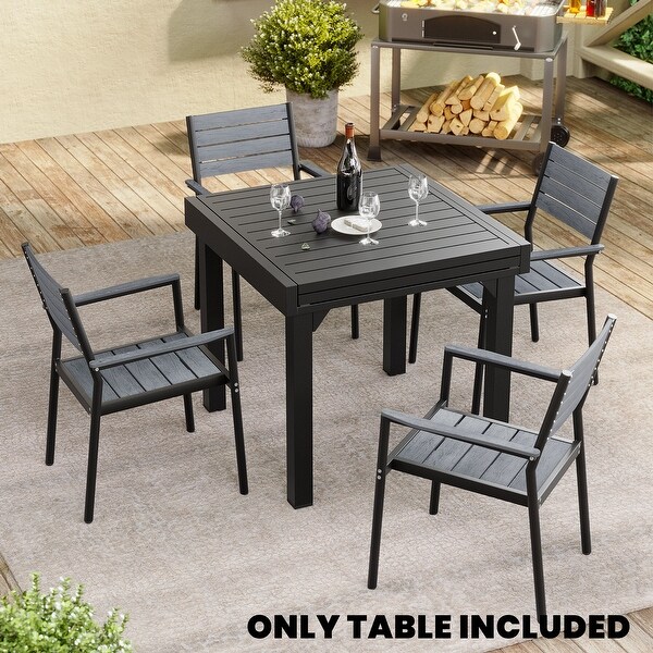 Outdoor Expandable Aluminum Dining Table with Leaf Extension