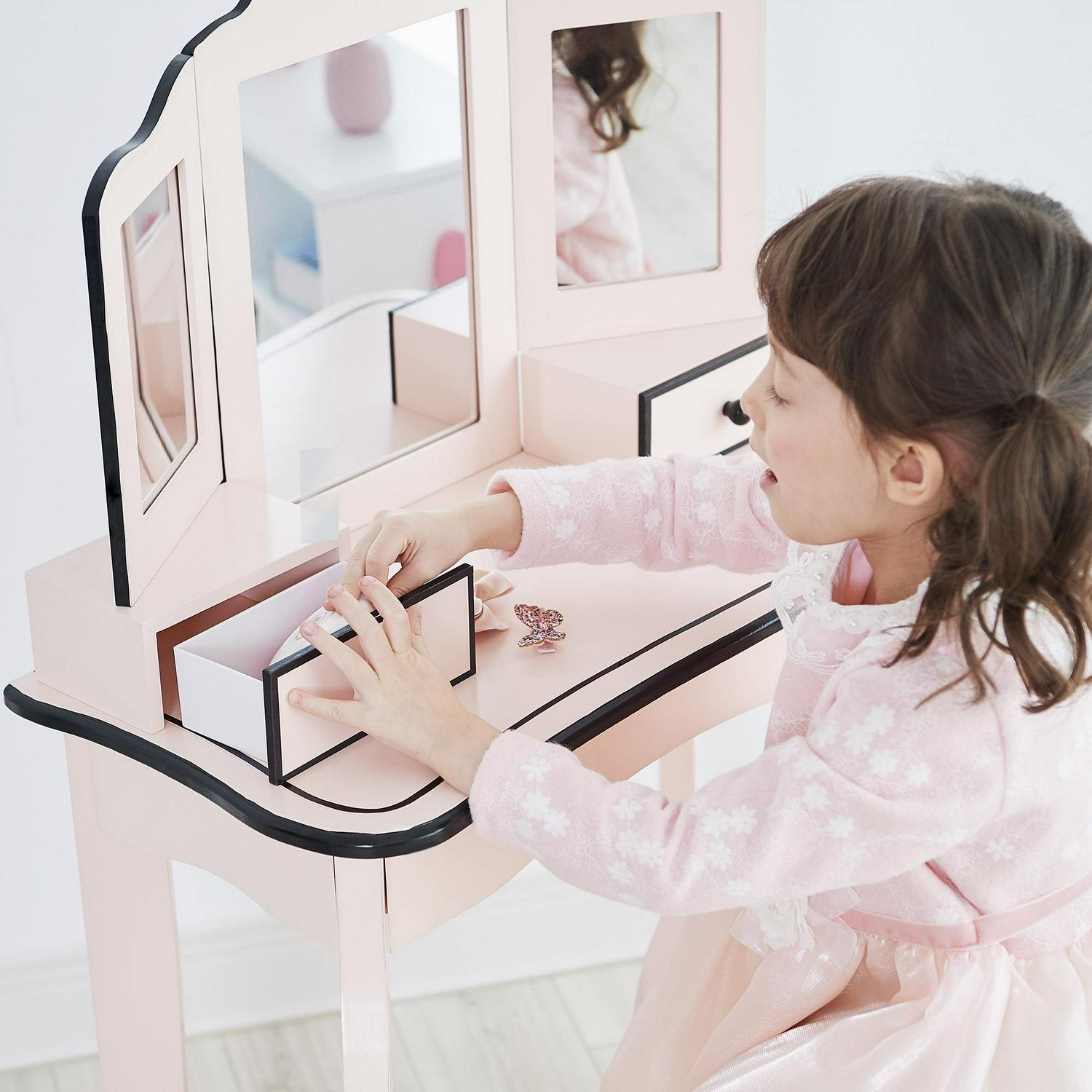 Fantasy Fields Little Lady Adriana Vanity Set with TriFold Mirror and Chair Pink