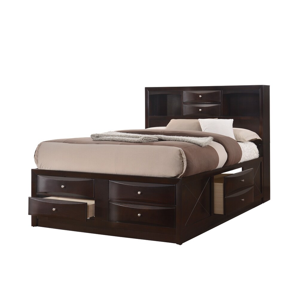 Priscella 4 Piece Dark Cherry Storage Platform Bedroom Set