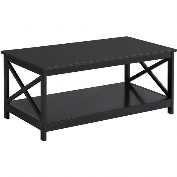 Coffee Table End Table with Storage Shelf，Black