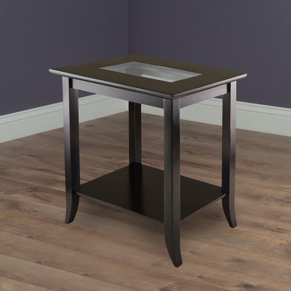 Skyline Decor Genoa Rectangular End Table with Glass Top and shelf