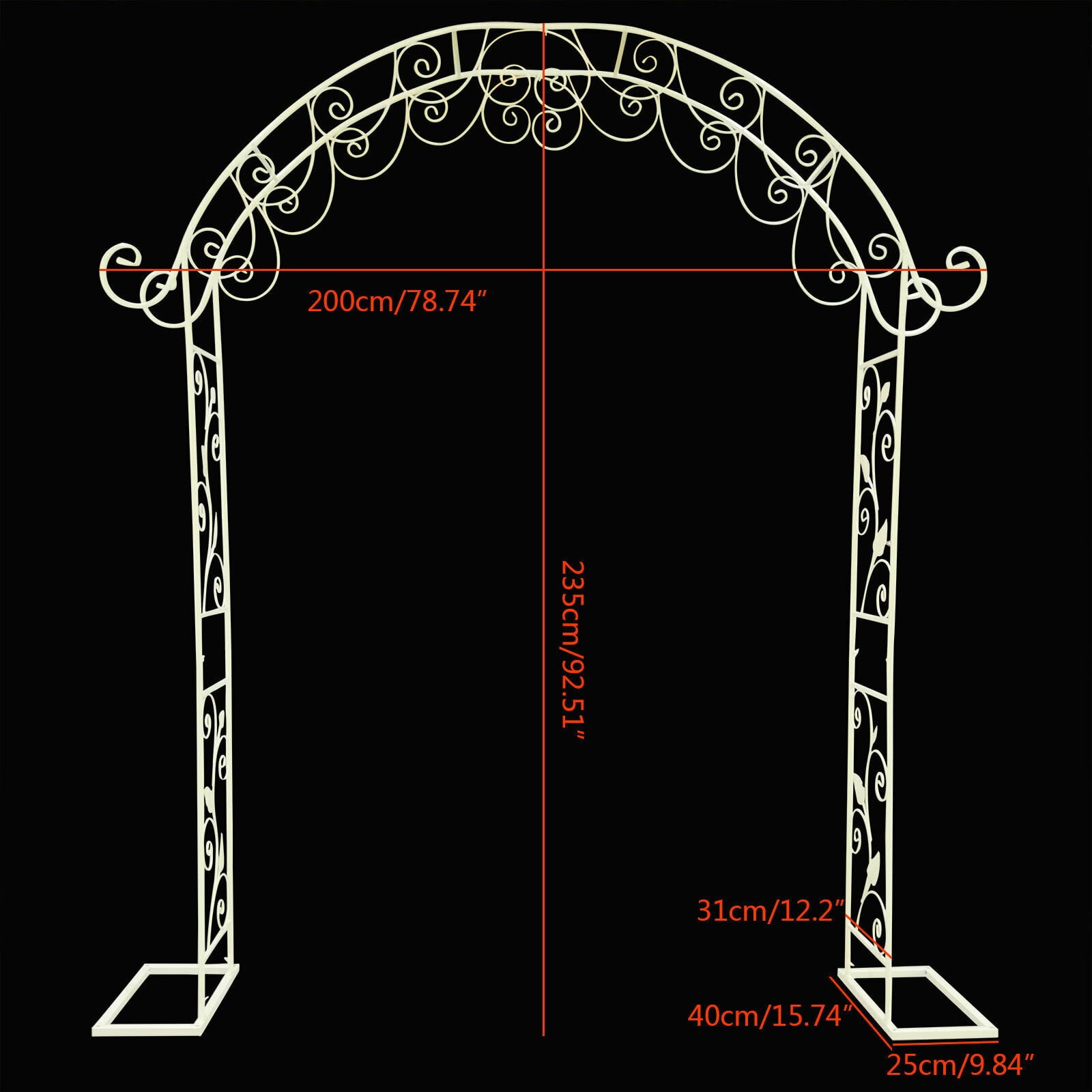 White Metal Garden Arbor for Garden Center,  7.7 Ft Tall Wedding Arch for Wedding Party Decor