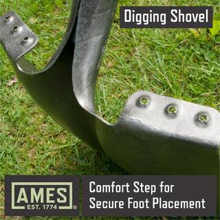 Ames 46.5 in. Fiberglass Handle Steel Blade Digging Shovel with Comfort Step 25332100