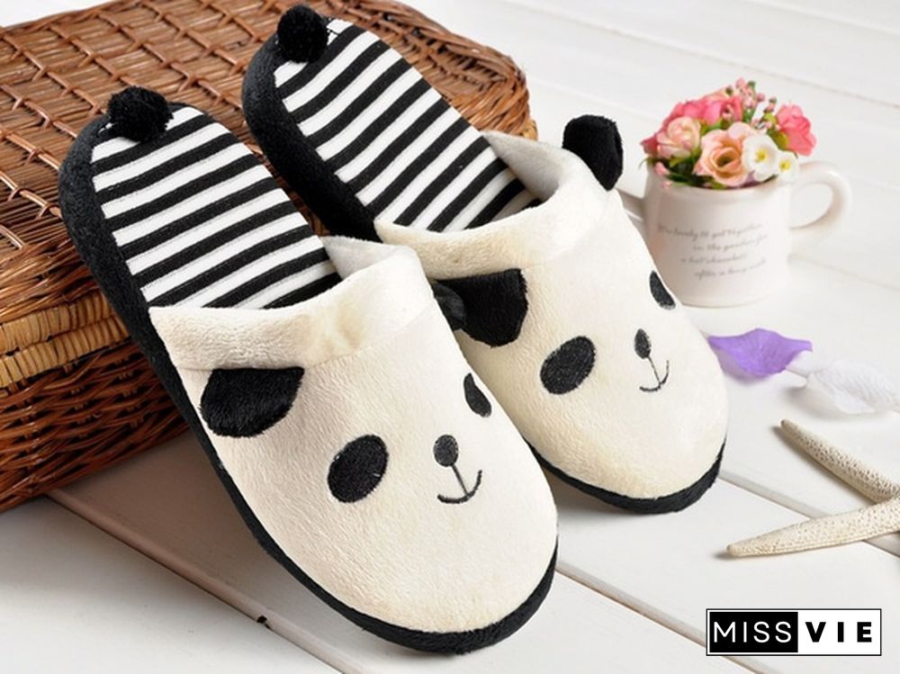 1Pair Cute Women Winter Plush Slipper Cute Panda Indoor Slippers Soft Soled Women's Cotton Slippers