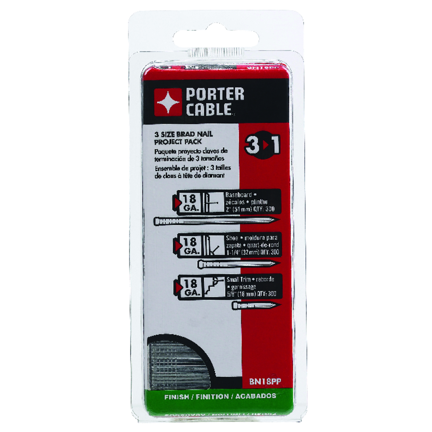 Porter Cable Assorted in. 18 Ga. Straight Strip Galvanized Brad Nails 90 deg 900 pk