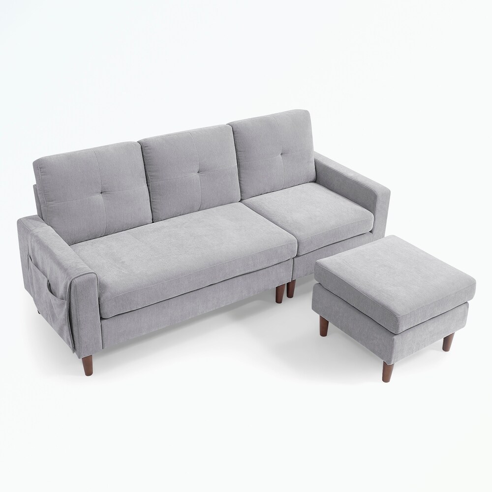 3 Seats L shape Chenille Sofa with Removable Cushions and Pocket