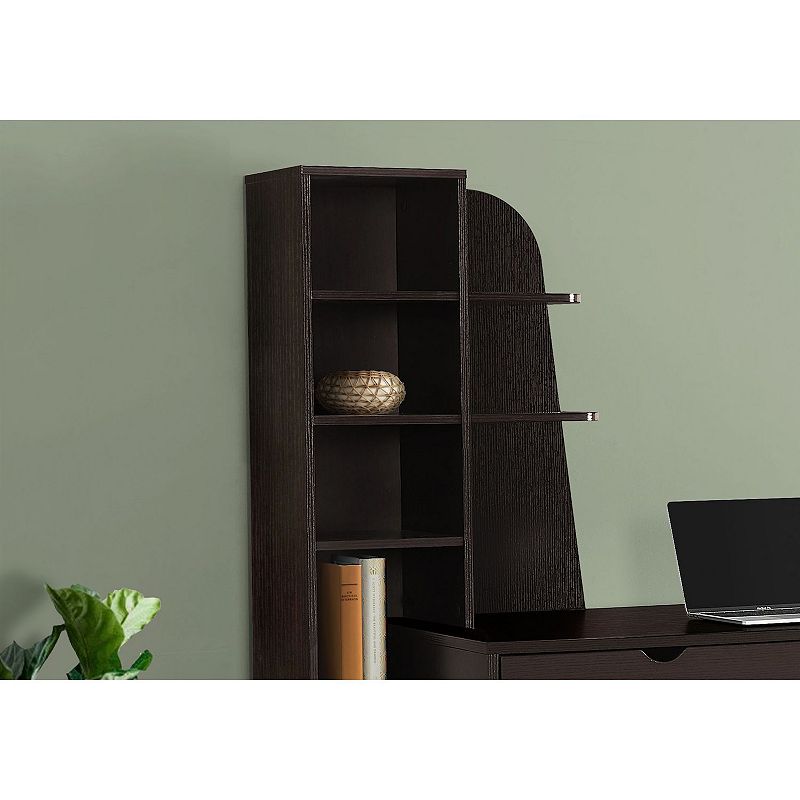 60 Espresso Brown Contemporary Computer Desk with Bookcase