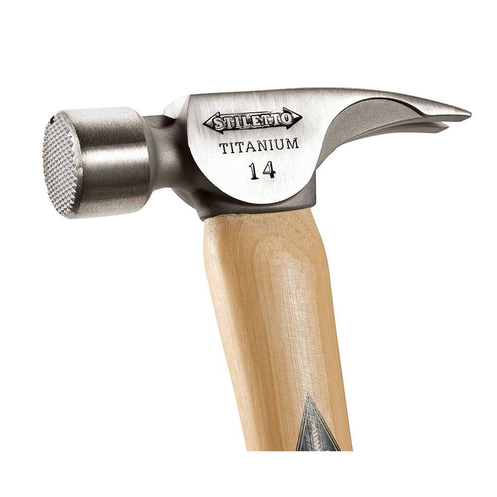 Stiletto 14 oz. Titanium Milled Face Hammer with 18 in. Curved Hickory Handle TI14MC