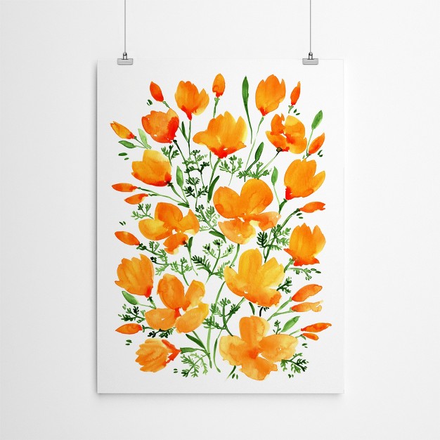 Americanflat Botanical Farmhouse Watercolor California Poppies By Blursbyai Poster