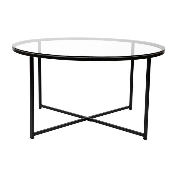 Greenwich Collection Coffee Table with Crisscross Matte Black Frame