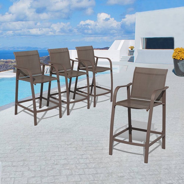 4pc Outdoor Counter Height Bar Stools Brown black Crestlive Products