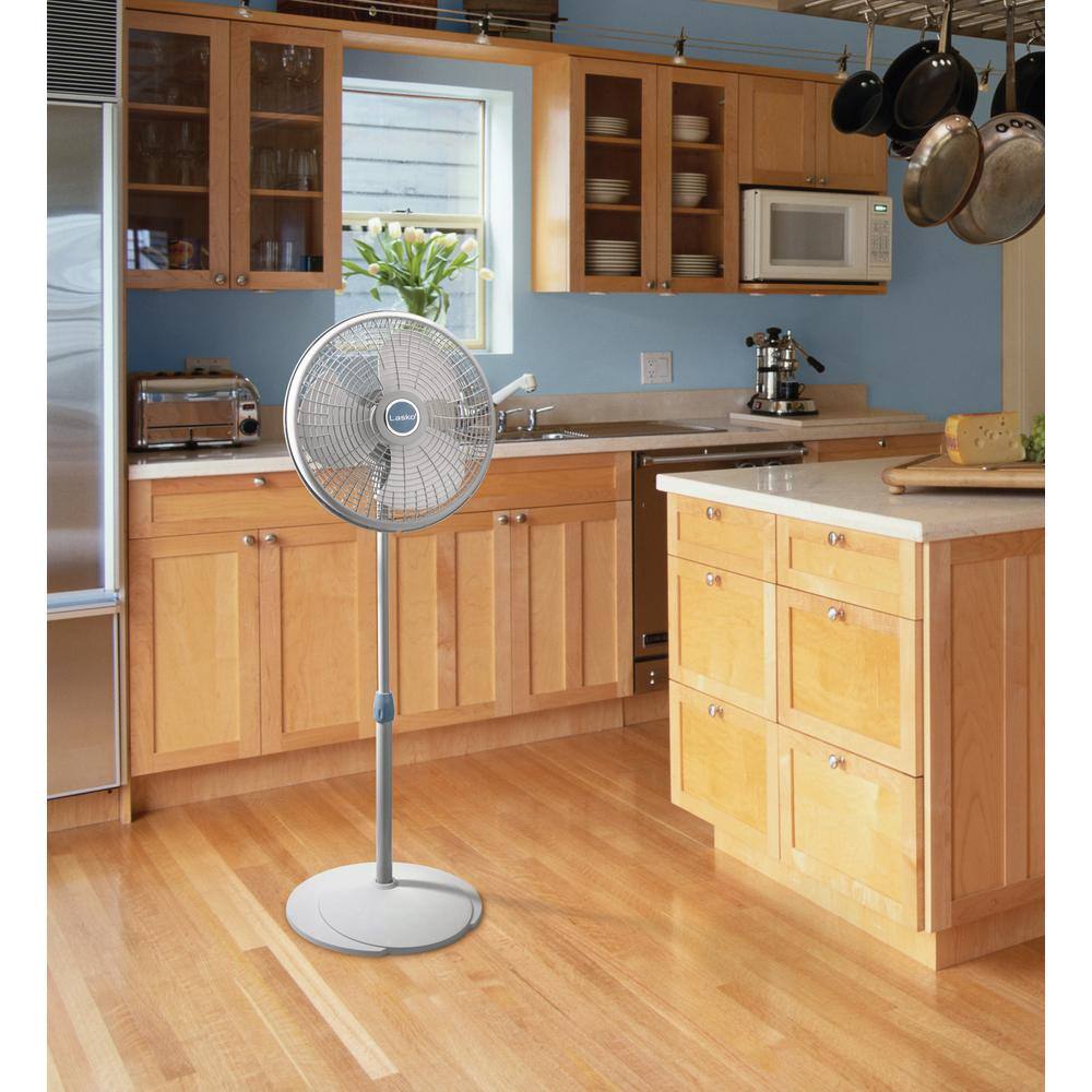 Lasko Performance Adjustable-Height 16 in. 3 Speed Grey Oscillating Pedestal Fan 2526