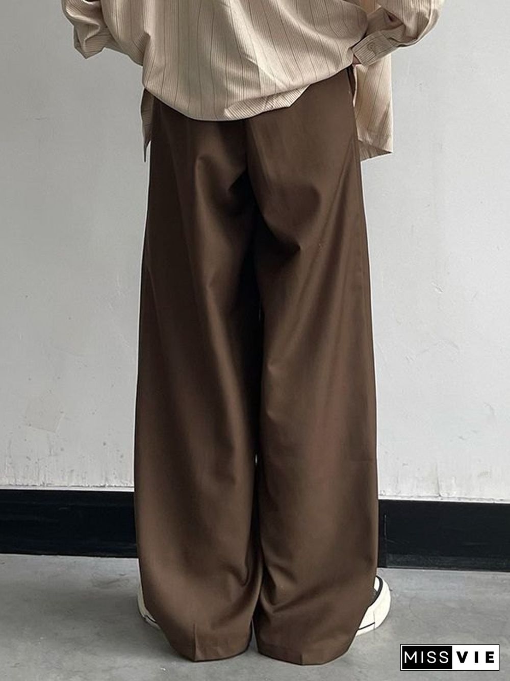 Basic Casual Straight Leg Tailored Pants