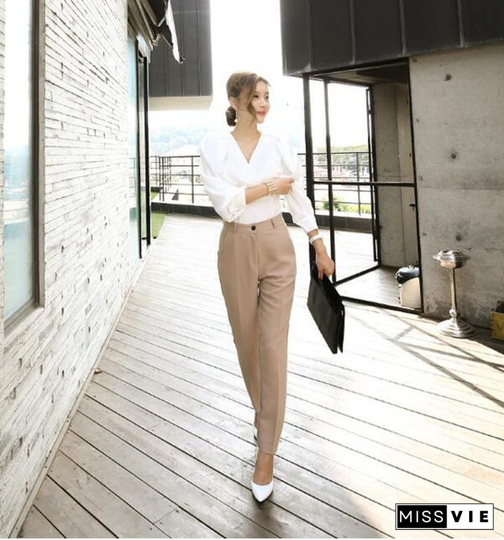 Womens Formal Suits Work Pant Suits 2 Piece Sets Blazer Jacket & Zipper Pant Office Lady Suit Women Outfits Autumn