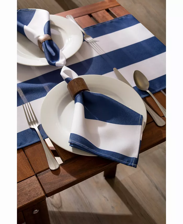 Design Imports Nautical Blue Cabana Stripe Outdoor Table Runner 14 X 108