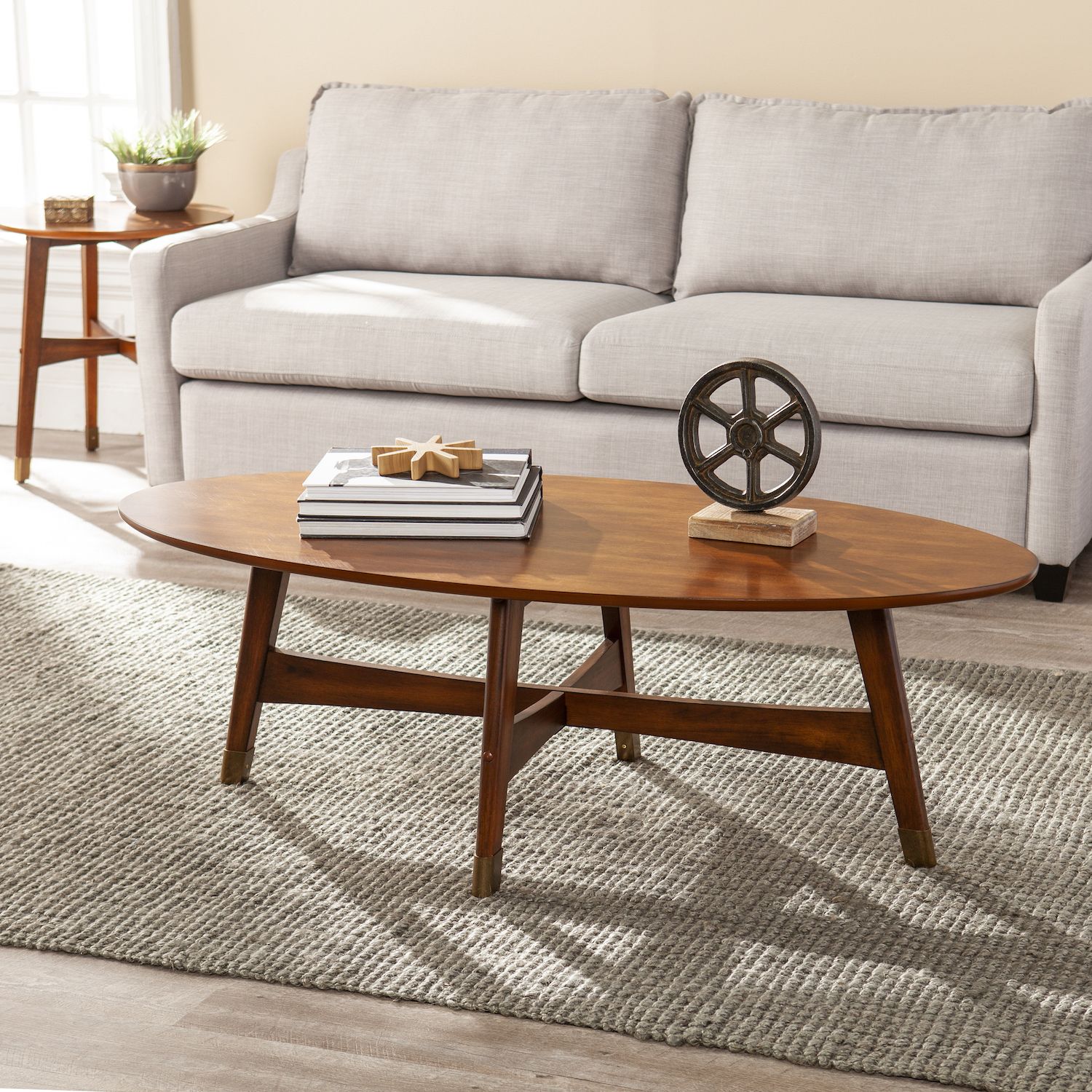 Southern Enterprises Rhoda Oval Midcentury Modern Coffee Table