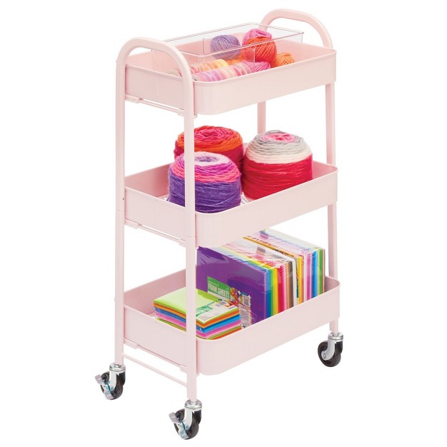 Mdesign Metal 3 tier Rolling Utility Storage Carts 4 Caster Wheels