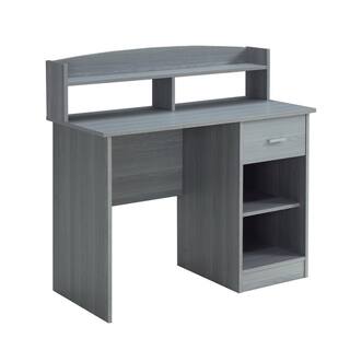 TECHNI MOBILI 41 in. Rectangular Gray 1 Drawer Writing Desk with Hutch RTA-8409-GRY