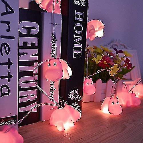 1.5m 10 Lights Battery Pet Led Decorative Hippo Indoor Outdoor Decor String Light， Baby Room Decorat