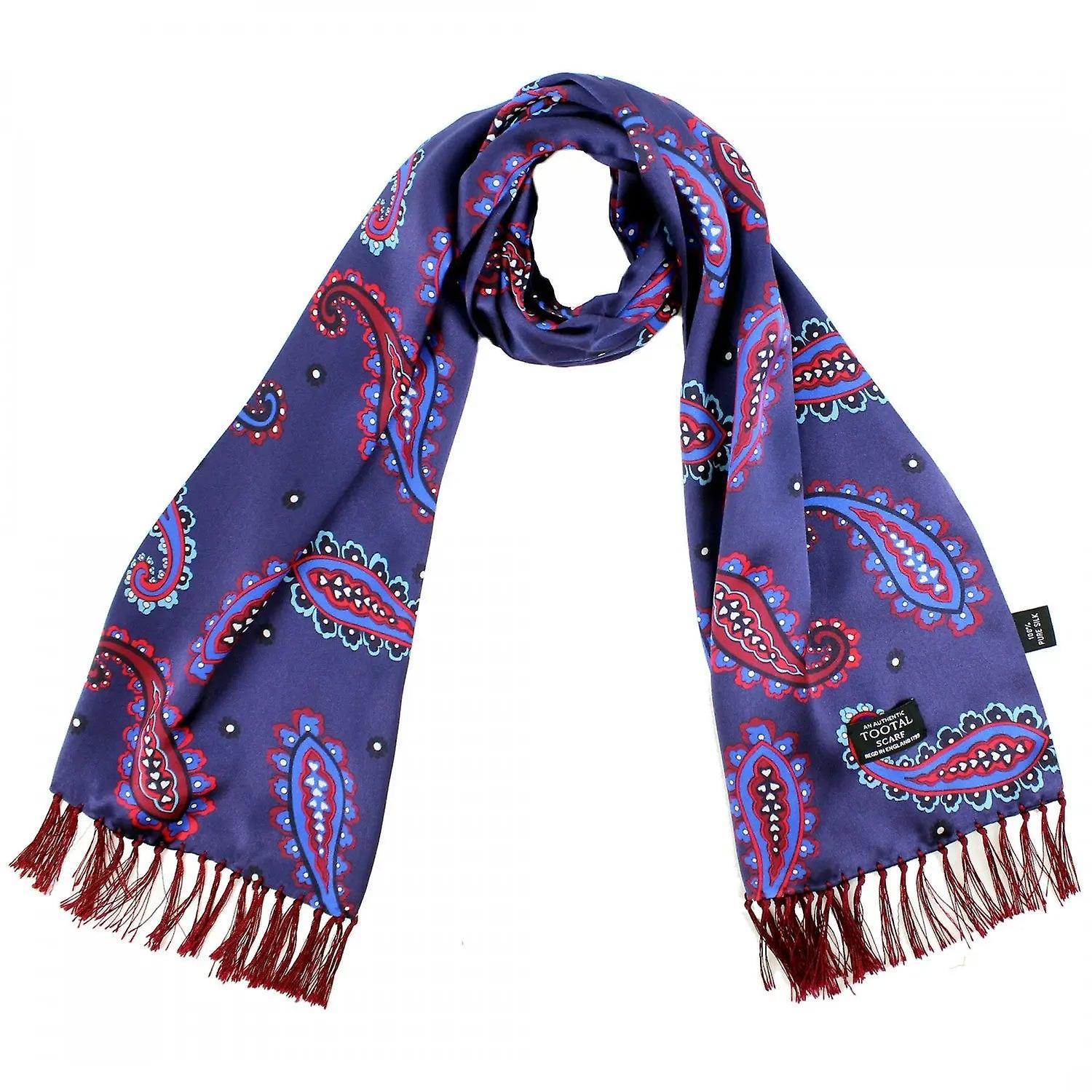 ，  and Burgundy paisley silk aviator scarf