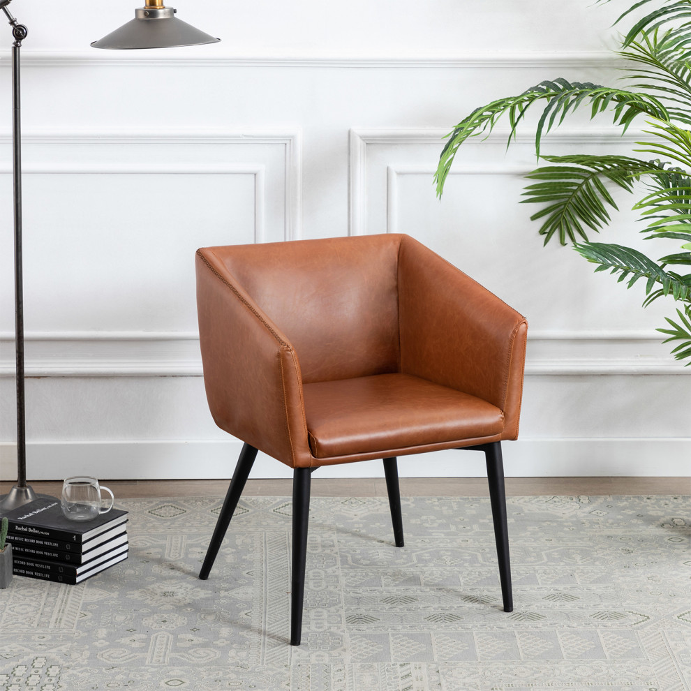 1 x Modern Faux Leather Barrel Chair   Midcentury   Dining Chairs   by Duhome inc  Houzz