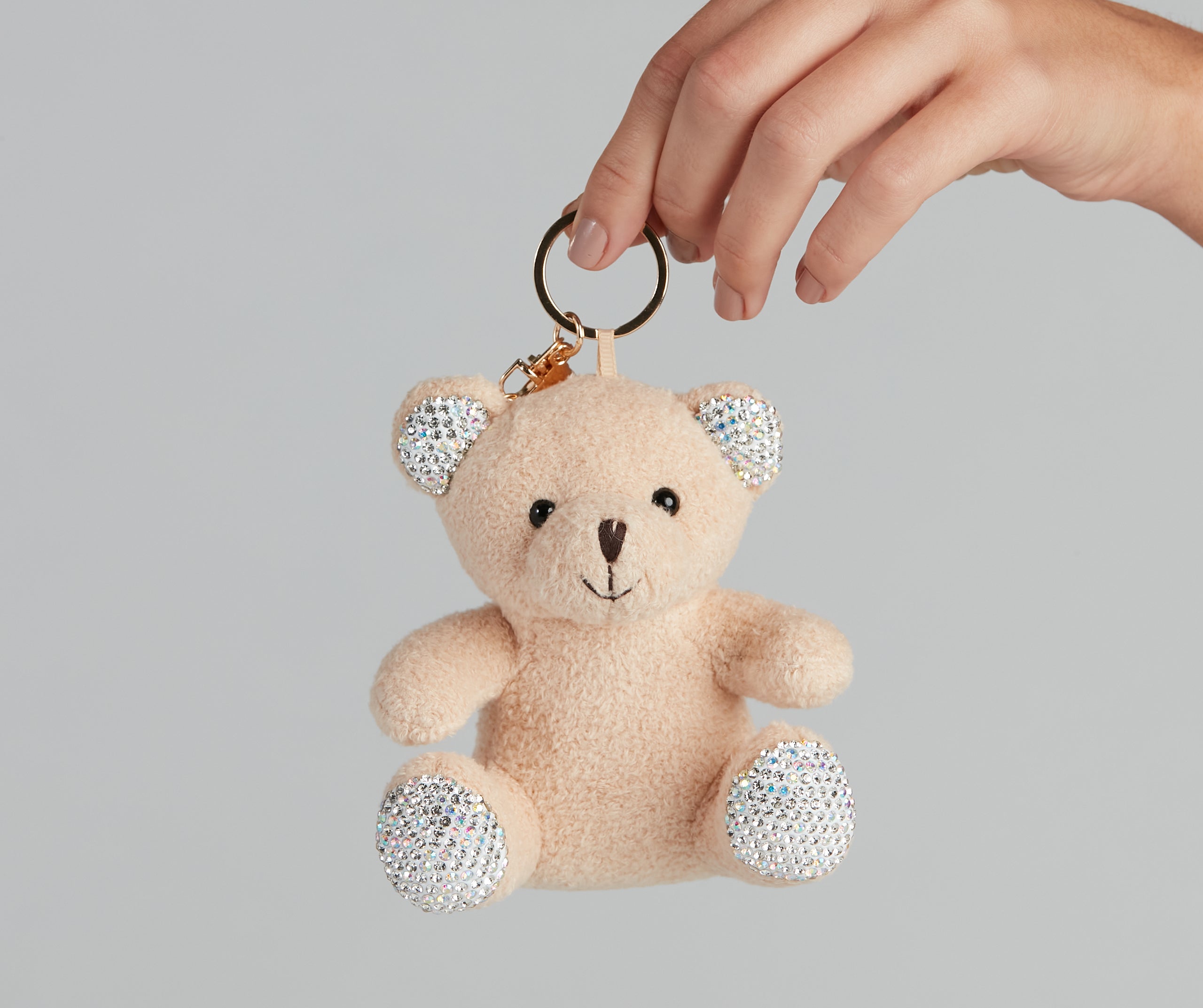 Rhinestone Plush Teddy Bear Keychain