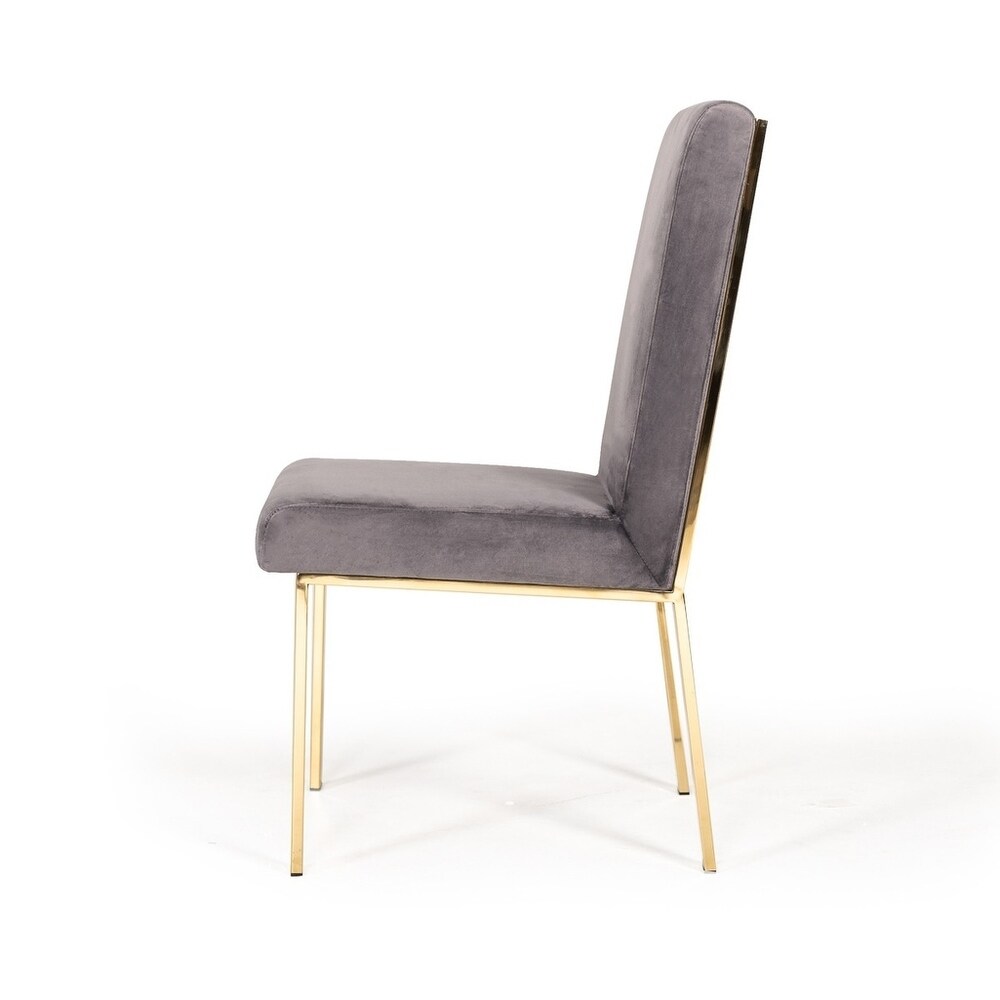 Modrest Reba Modern Grey Velvet   Gold Dining Chair (Set of 2)